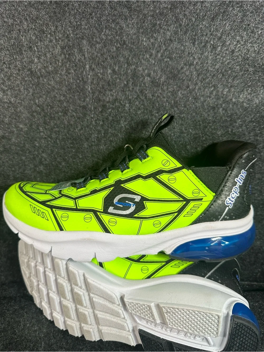 S Sport by Skechers Kids Step-Ins Sneakers Neon Green Memory Foam Size 3